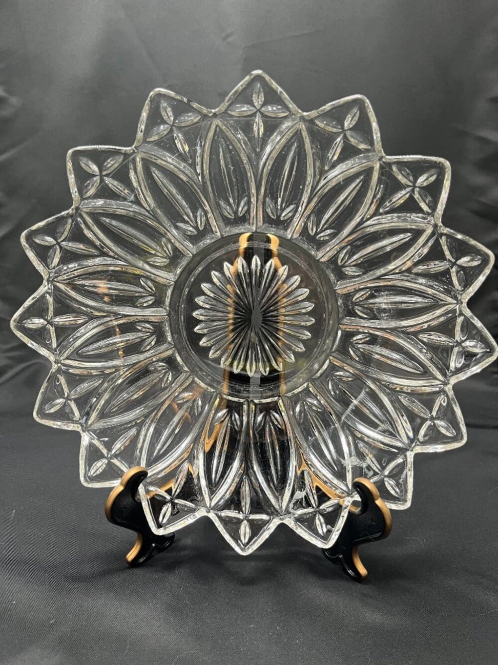Vintage Federal Glass Clear Pressed Glass Petal Bowl